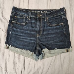 American Eagle High Rise Denim Shortie Shorts